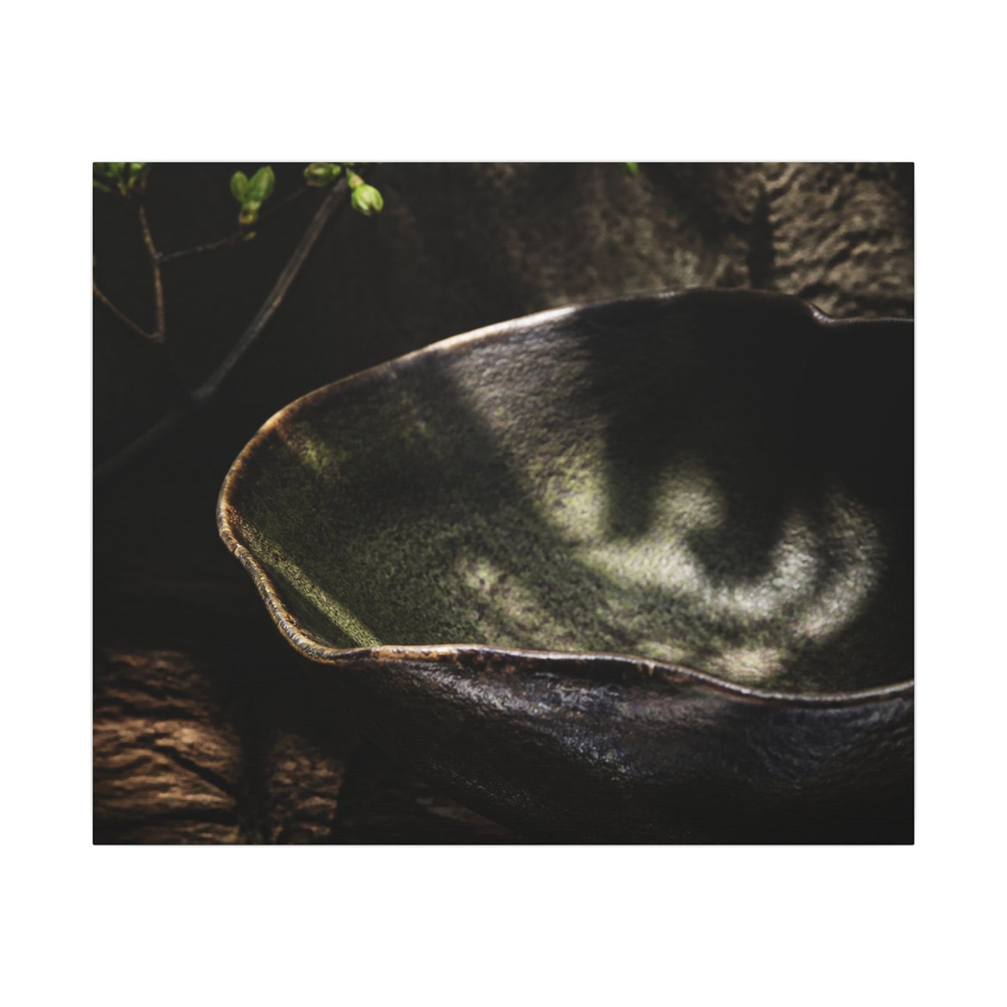 Sophisticated Ceramic Bowl Canvas Art - Dark Texture Dark Japandi