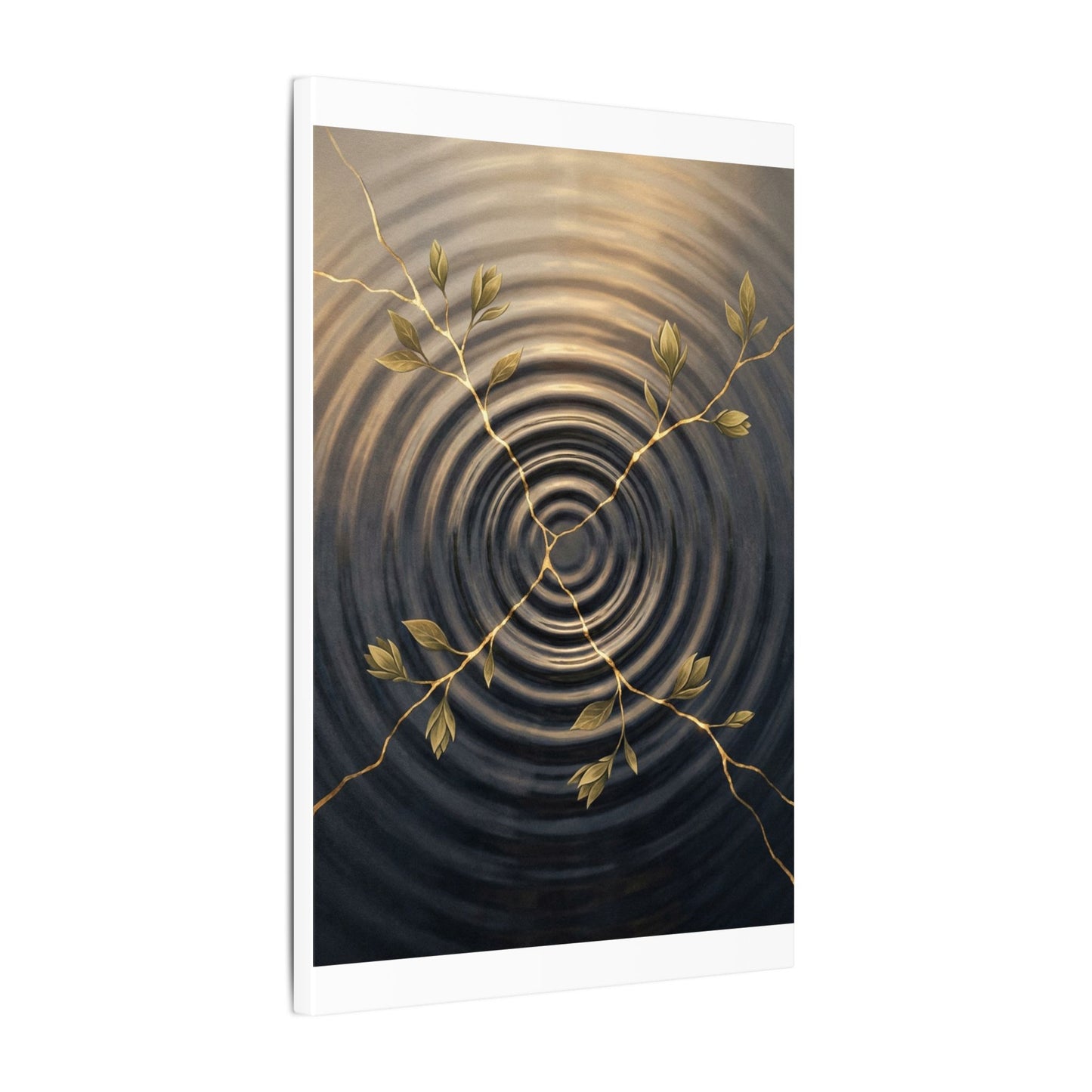 Kanso Water Ripple Canvas Art - Kintsugi Gold Vein
