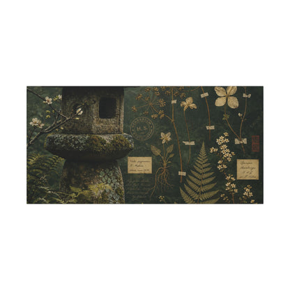 Spring Stone Lantern Herbarium Canvas Art | Nostalgic Decor
