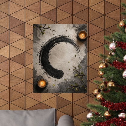Peaceful Ink Brushstroke Wall Art Print - Enso Zen
