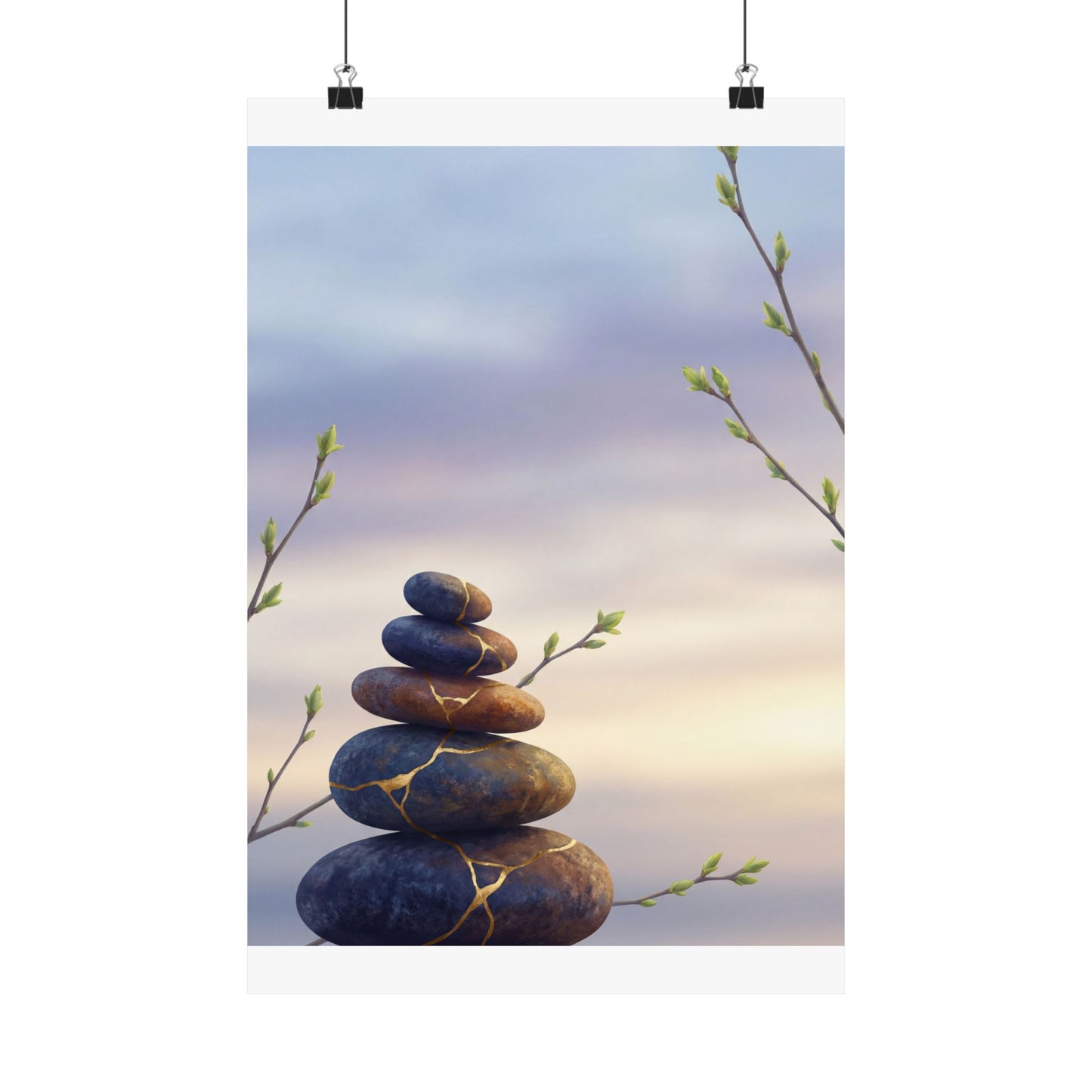 Spring River Stones Gold Vein Wall Art Print | Beautiful Decor Art Print