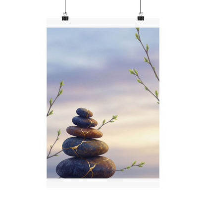 Spring River Stones Gold Vein Wall Art Print | Beautiful Decor Art Print