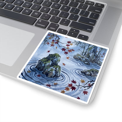 Serene Rock Garden Sticker - Sumi E Zen Art Print