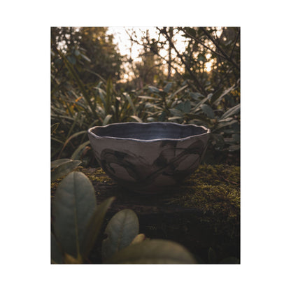 Ceramic Bowl Canvas Art | Summer Dark Japandi Charcoal Ink Art