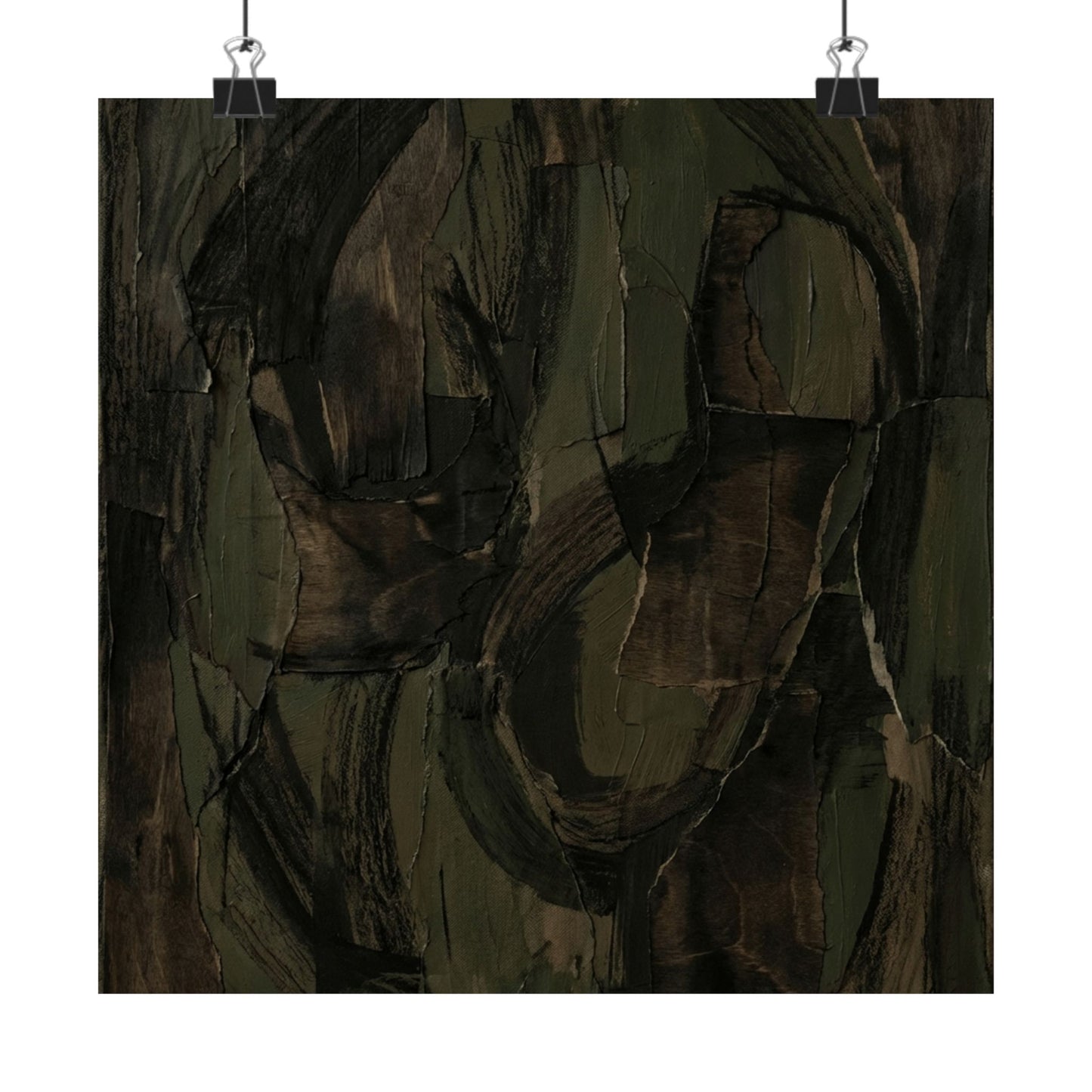 Mixed Media Dark Japandi Textured Wall Art Print | Mixed Media Dark Texture Art Print