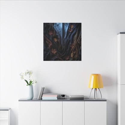 Silk Drape Canvas Art | Autumn Dark Japandi Moody Minimal Art