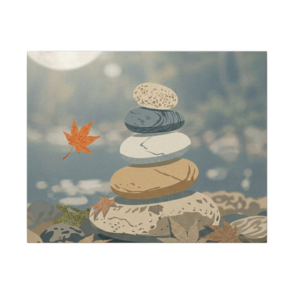 Warm River Stones Canvas Art - Japanese Pattern Japandi