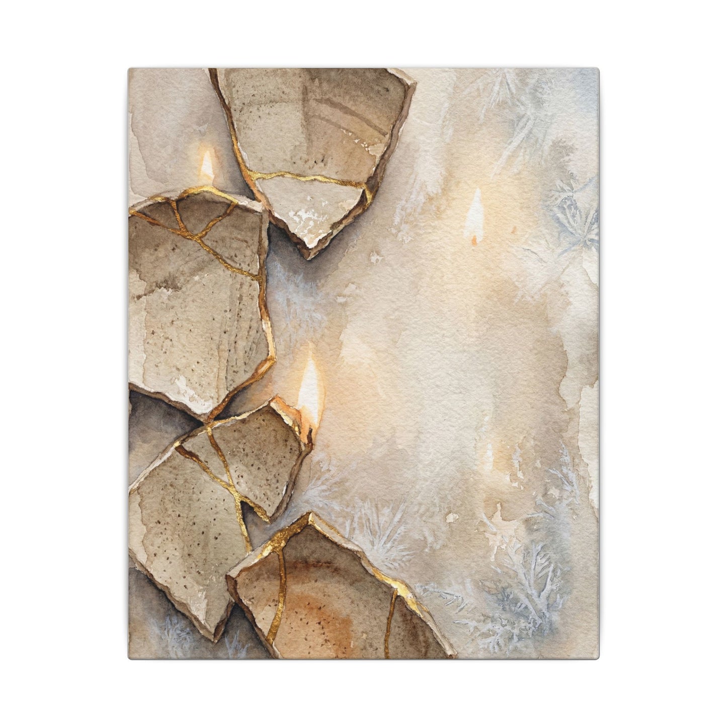 Broken Pottery Winter Canvas Art | Japandi Warm Design