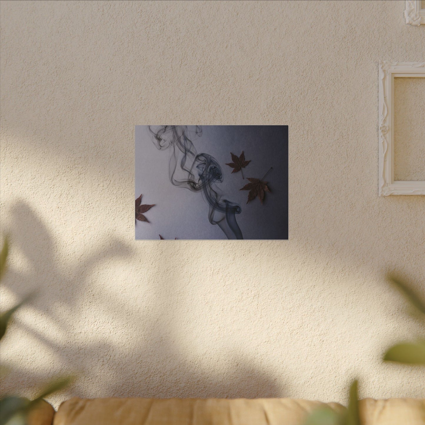 Dark Japandi Incense Smoke in Dawn | Moody Minimal Canvas Art
