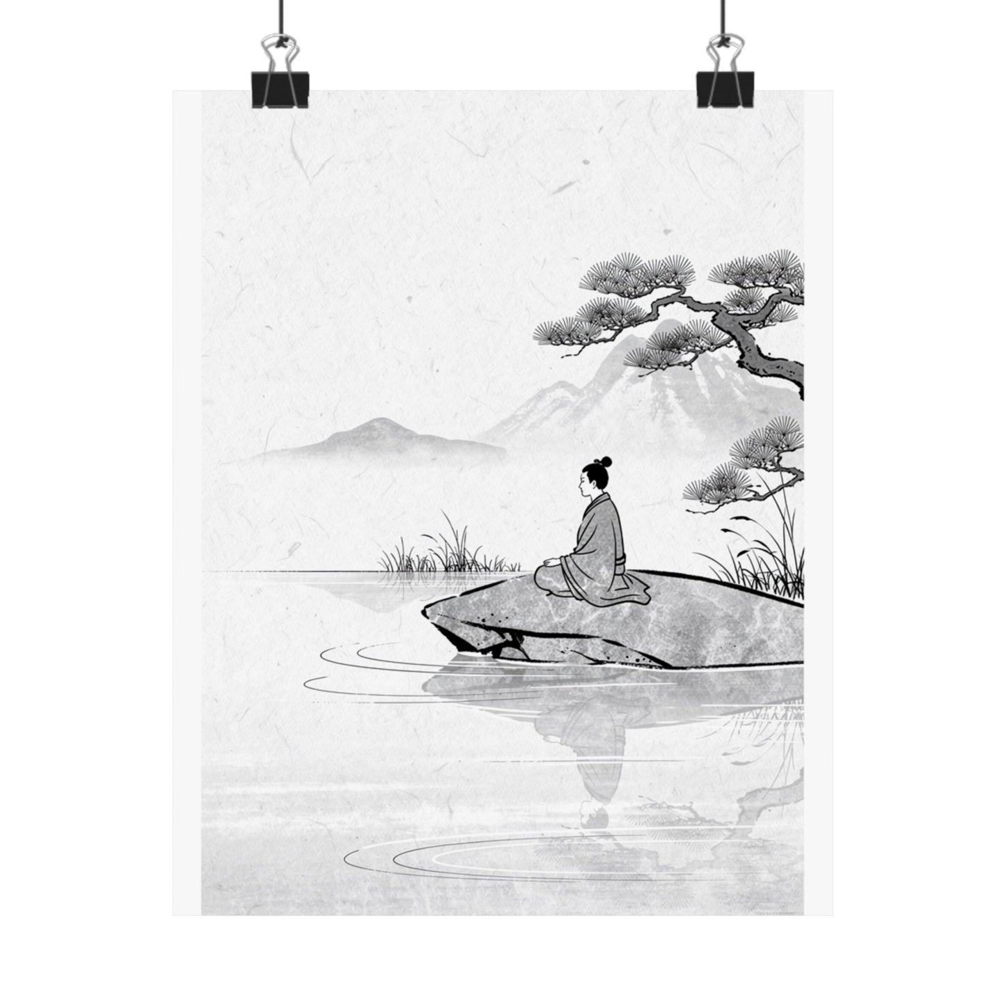 Meditation Harmonious Zen Ukiyo-e Wall Art Print | Meditation Harmonious Ukiyo E Inspired Art Print
