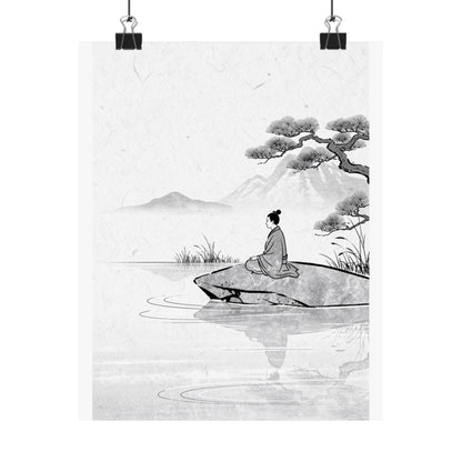 Meditation Harmonious Zen Ukiyo-e Wall Art Print | Meditation Harmonious Ukiyo E Inspired Art Print