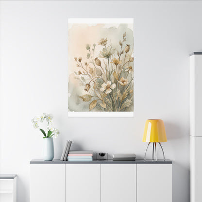 Summer Dried Flowers Watercolor Canvas Art | Elegant Decor
