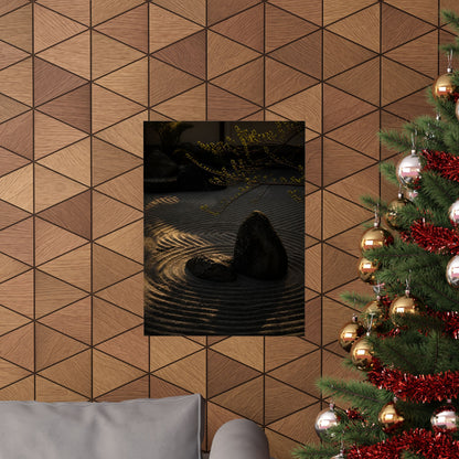 Golden Hour Rock Garden Wall Art Print - Dark Japandi Ma