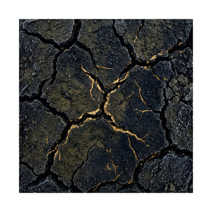 Cracked Earth Winter Wall Art Print | Dark Japandi Moody Design