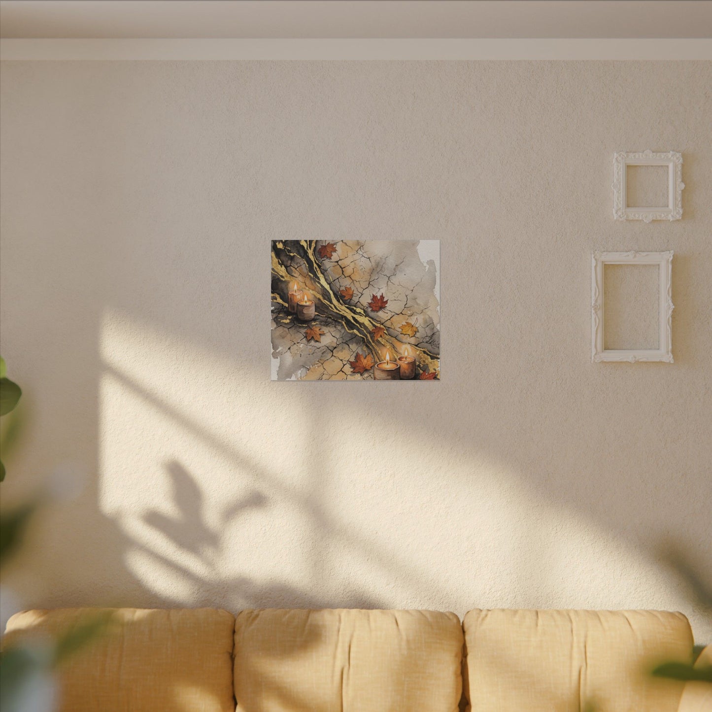 Cracked Earth Autumn Canvas Art | Japandi Warm Design