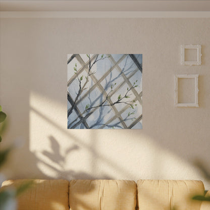 Shoji Screen Canvas Art | Spring Japandi Watercolor Art