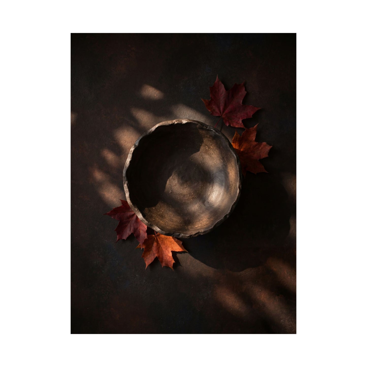 Ceramic Bowl Wall Art Print | Autumn Dark Japandi Dark Texture Art