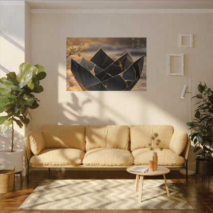 Kintsugi Paper Fold in Golden Hour | Gold Repair Canvas Art