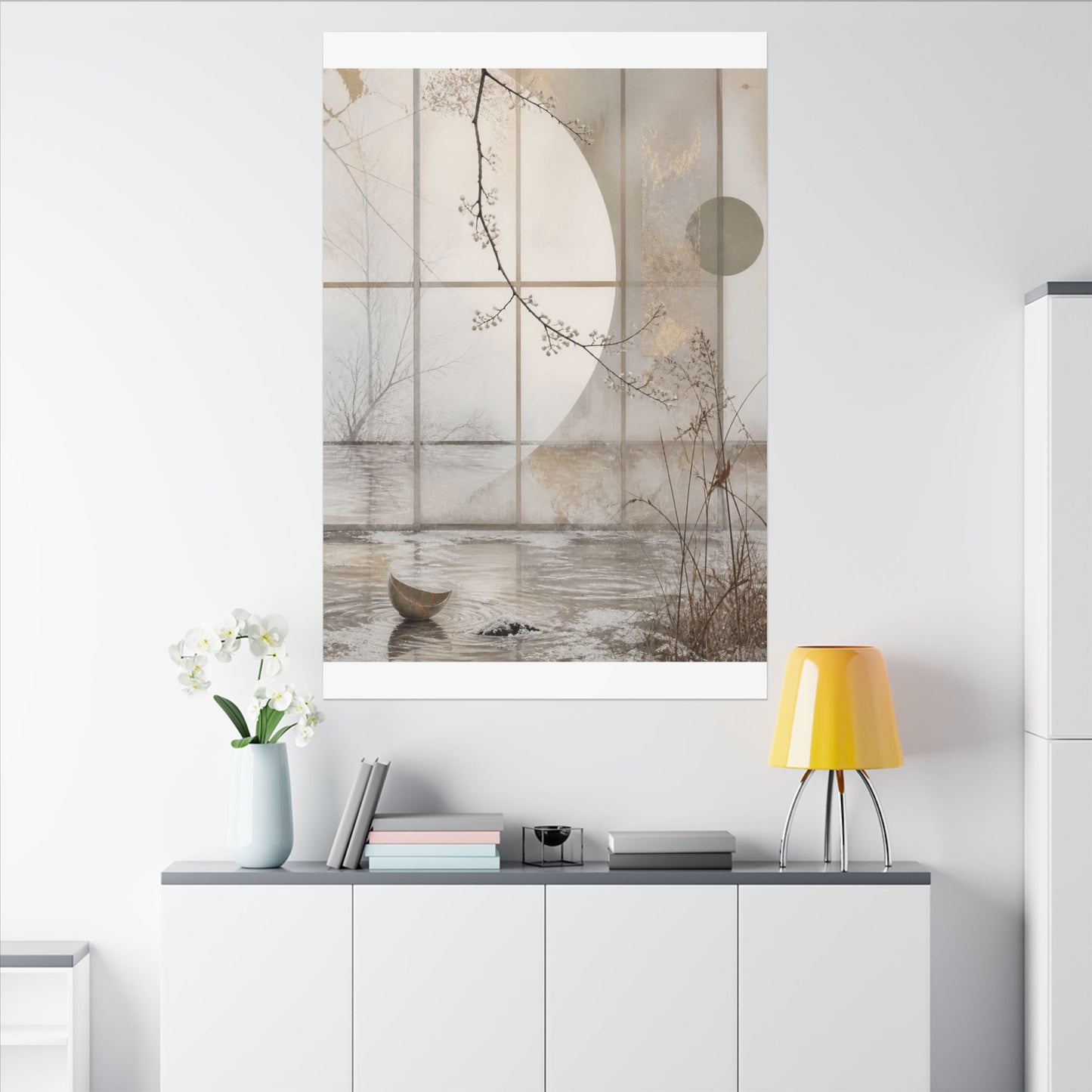 Winter Shoji Screen Japanese Pattern Canvas Art | Elegant Decor