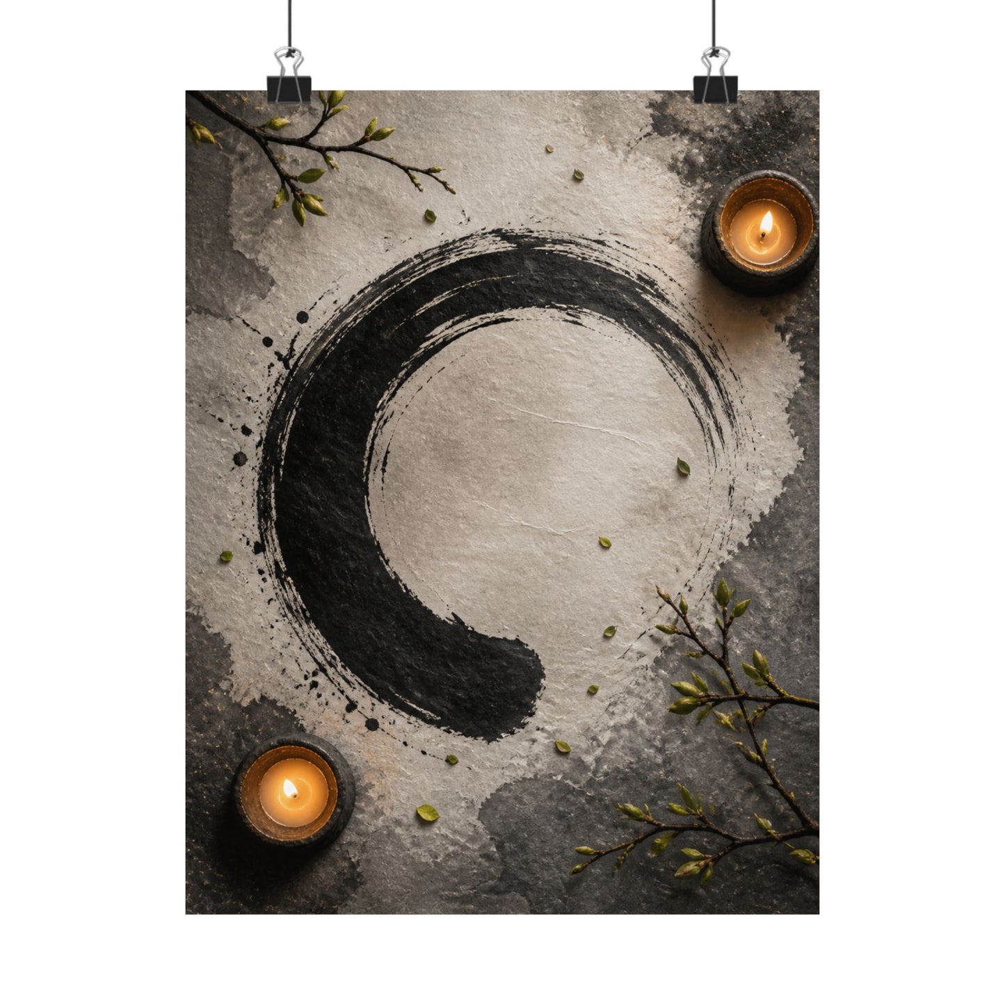 Peaceful Ink Brushstroke Wall Art Print - Enso Zen
