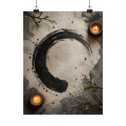 Peaceful Ink Brushstroke Wall Art Print - Enso Zen