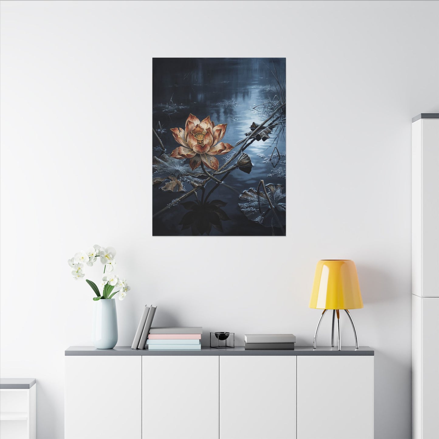 Winter Lotus Flower Broken Beauty Canvas Art | Healing Decor