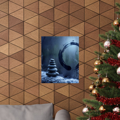 Moonlight River Stones Wall Art Print - Zen Fukinsei