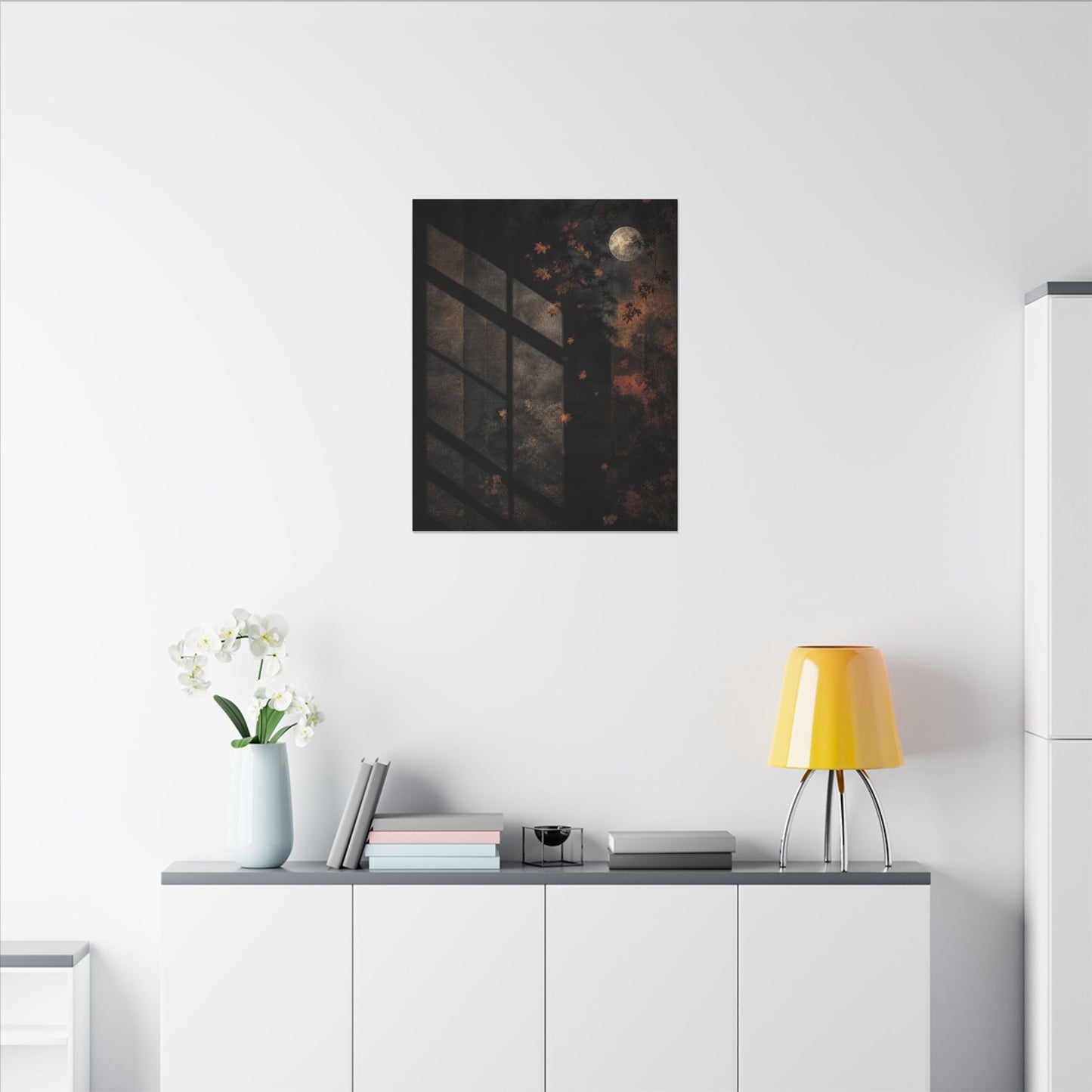 Sophisticated Shadow Play Canvas Art - Dark Texture Dark Japandi