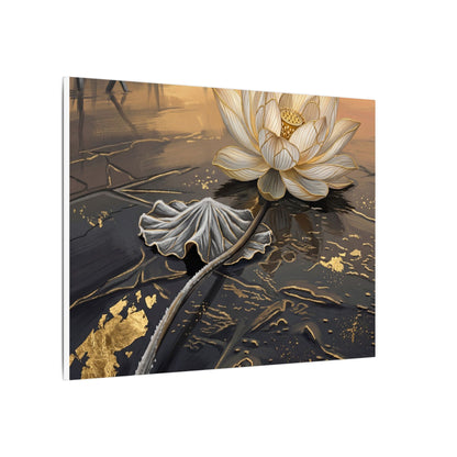Kintsugi Lotus Flower in Golden Hour | Gold Vein Canvas Art