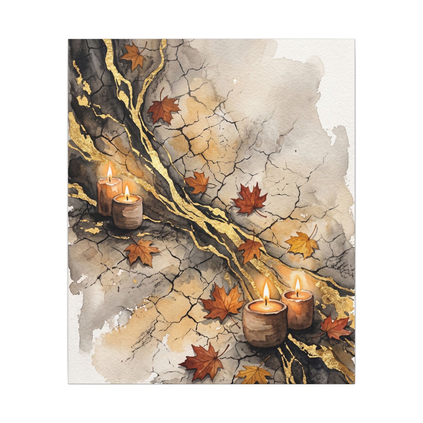 Cracked Earth Autumn Canvas Art | Japandi Warm Design
