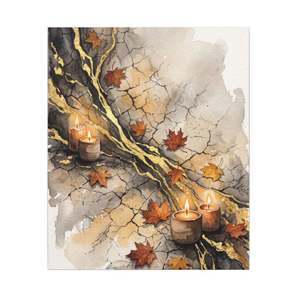 Cracked Earth Autumn Canvas Art | Japandi Warm Design