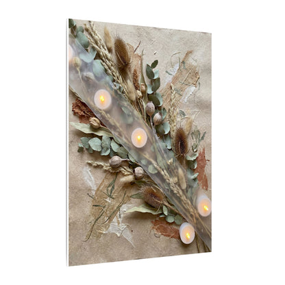 Candlelight Dried Flowers Canvas Art - Japandi Kanso