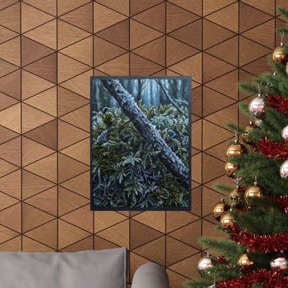 Moonlight Moss Close Up Wall Art Print - Dark Japandi Kanso