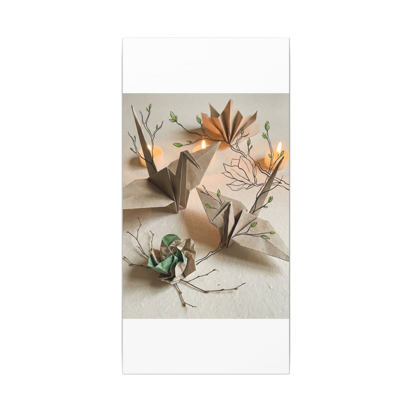 Paper Fold Spring Canvas Art | Japandi Earthy Design