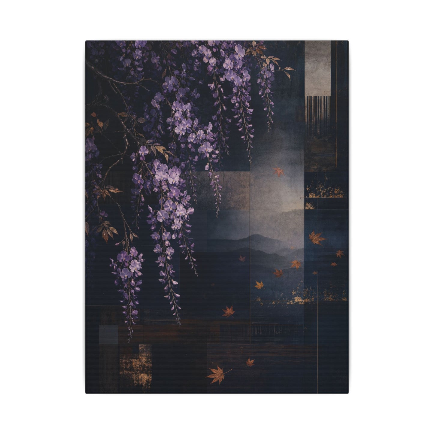 Dawn Wisteria Canvas Art - Dark Japandi Fukinsei