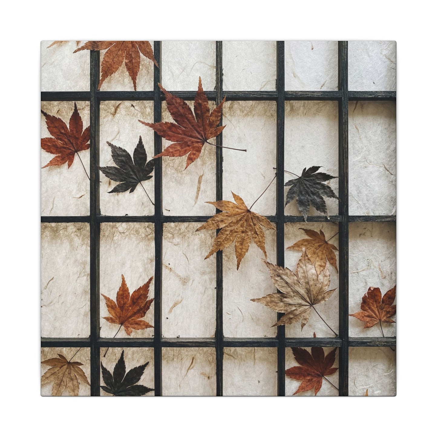 Japandi Shoji Screen in Overcast | Texture Canvas Art