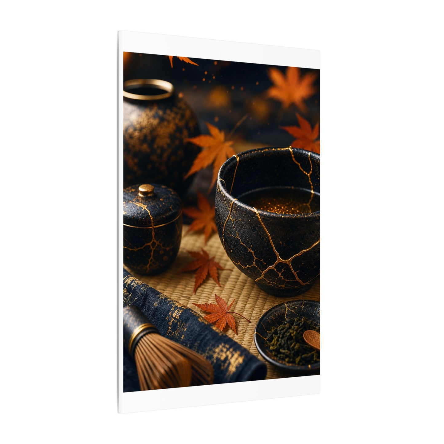 Seijaku Tea Ceremony Canvas Art - Kintsugi Gold Repair