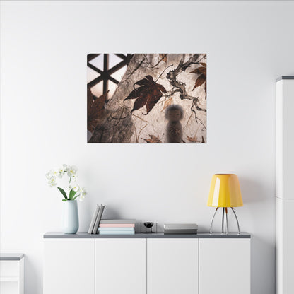 Shoji Screen Autumn Canvas Art | Dark Japandi Atmospheric Design