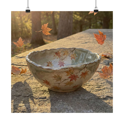 Warm Ceramic Bowl Wall Art Print - Japanese Pattern Japandi