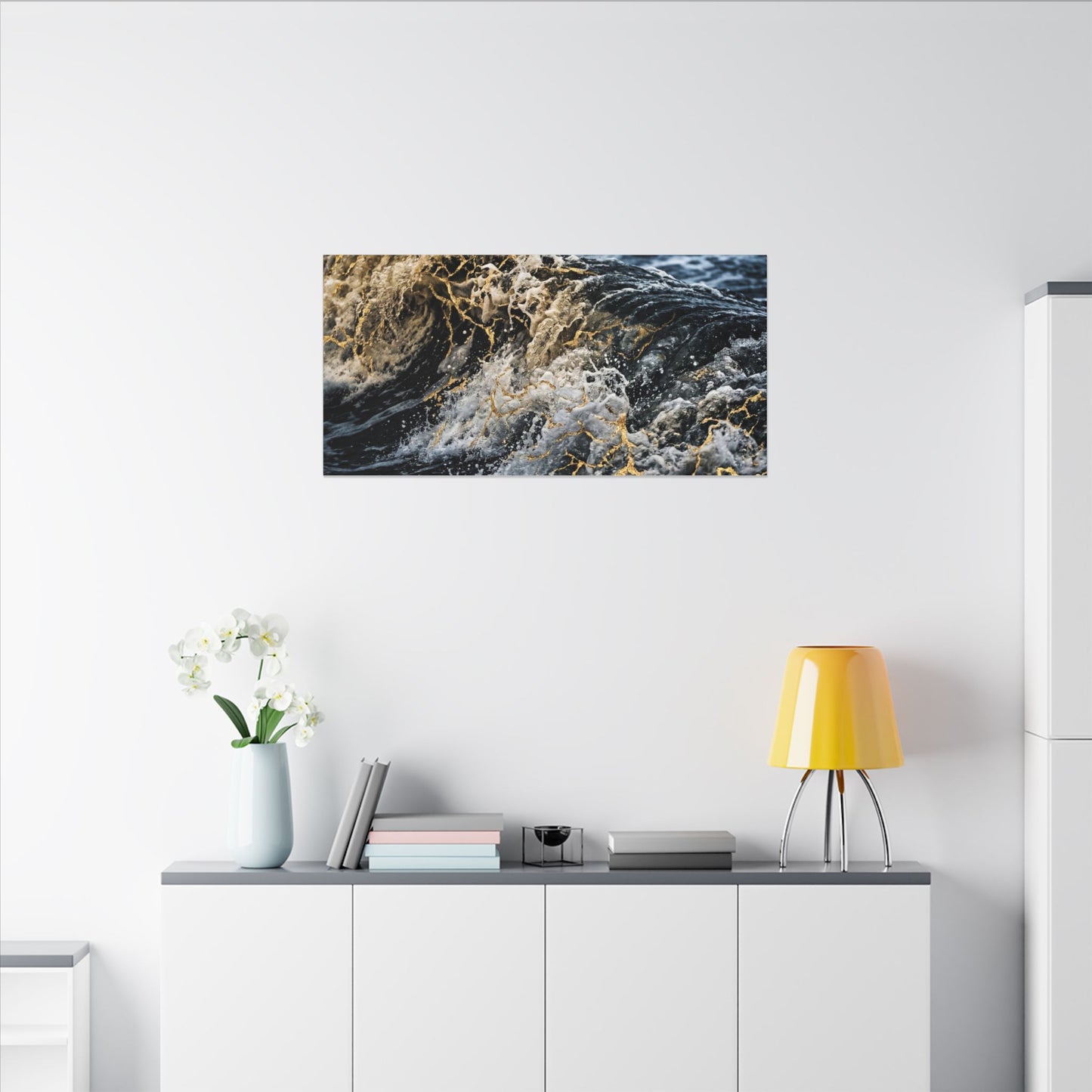 Ocean Wave Winter Canvas Art | Kintsugi Artful Design