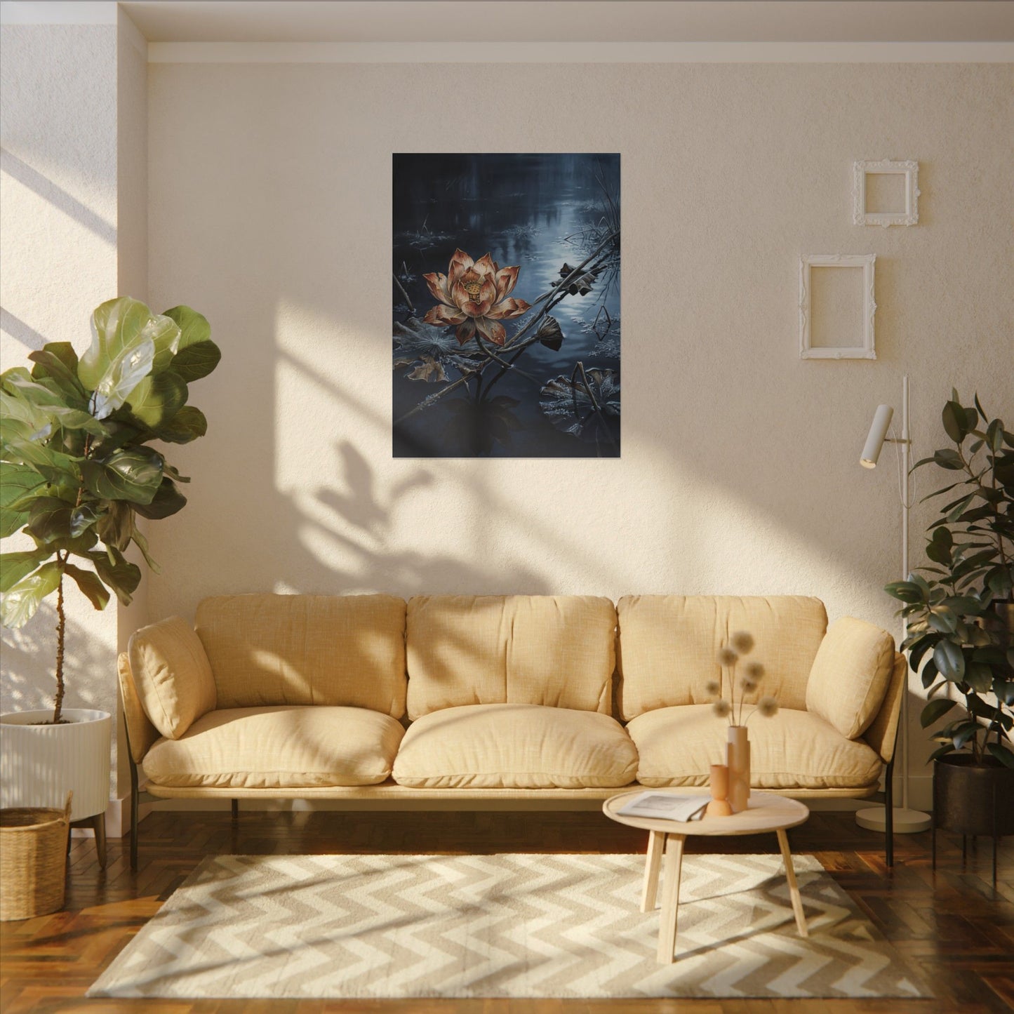 Winter Lotus Flower Broken Beauty Canvas Art | Healing Decor