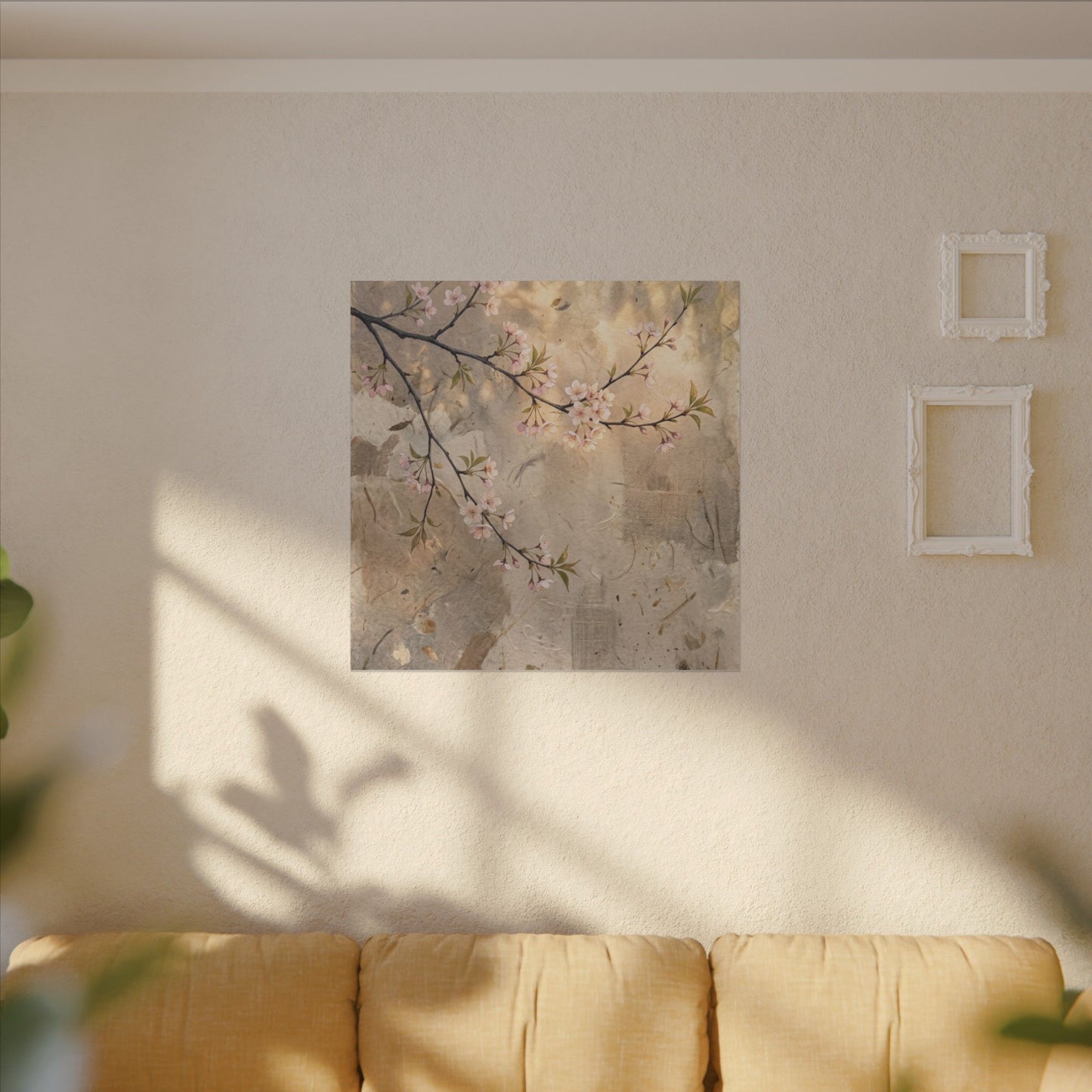 Summer Cherry Blossom Texture Canvas Art | Neutral Decor