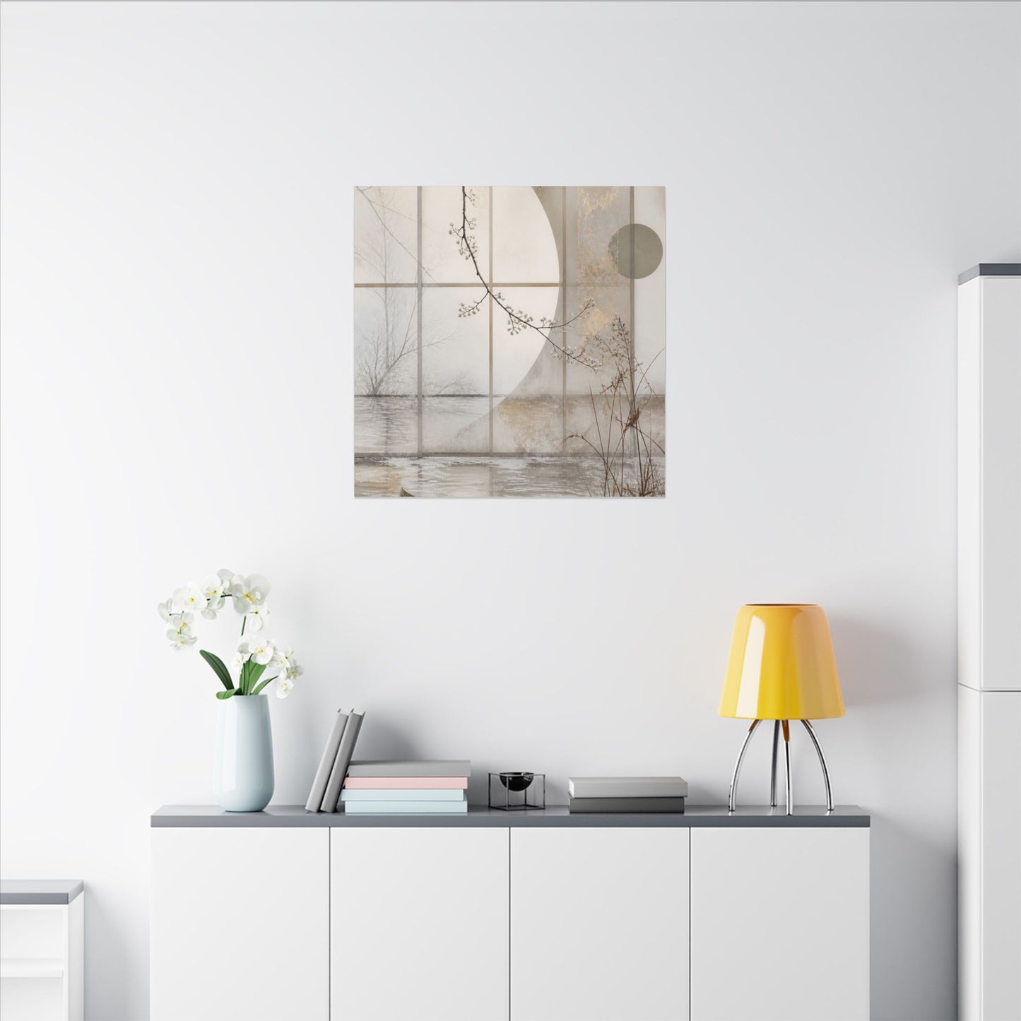 Winter Shoji Screen Japanese Pattern Canvas Art | Elegant Decor