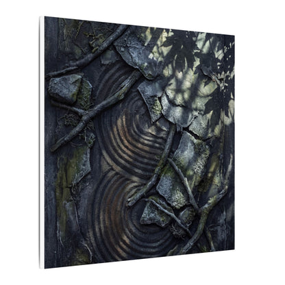 Rock Garden Canvas Art | Winter Dark Japandi Dark Texture Art