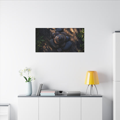 Ma River Stones Canvas Art - Dark Japandi Dark Texture