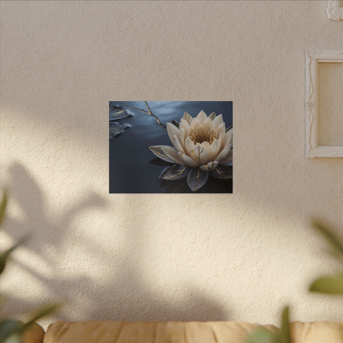 Beautiful Lotus Flower Canvas Art - Gold Vein Kintsugi