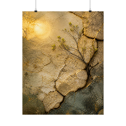 Cracked Earth Texture Wall Art Print | Earthy Japandi Art