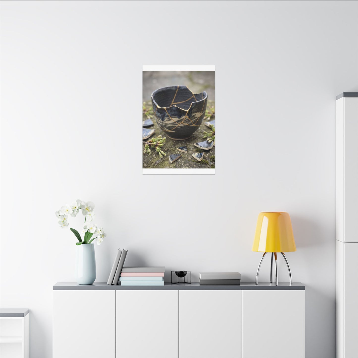 Datsuzoku Ceramic Bowl Canvas Art - Kintsugi Gold Repair