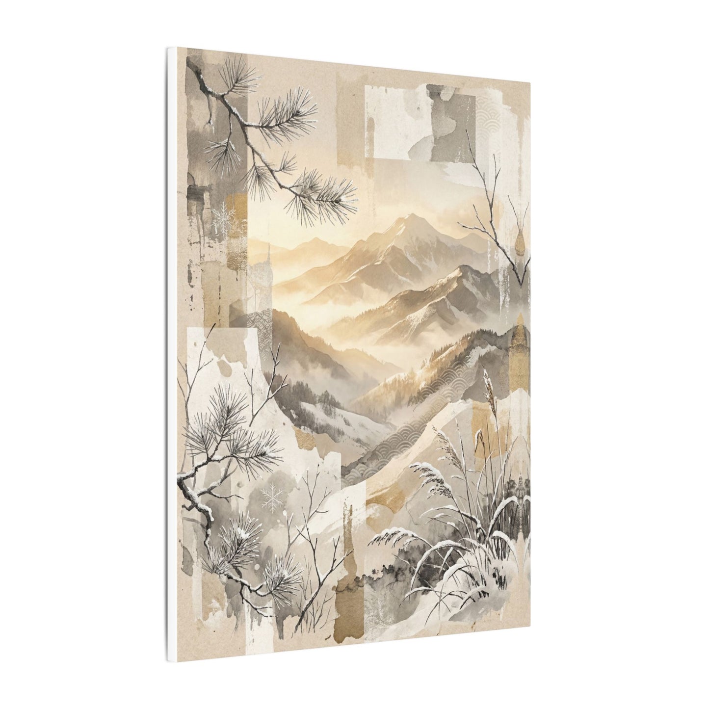 Shibui Mountain Mist Canvas Art - Japandi Japanese Pattern