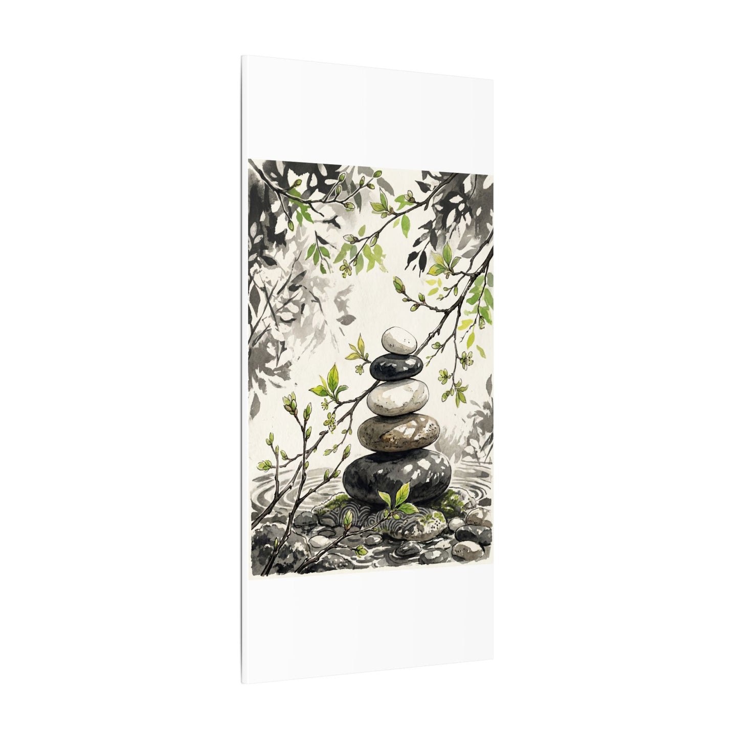 Spring River Stones Japanese Pattern Canvas Art | Elegant Decor